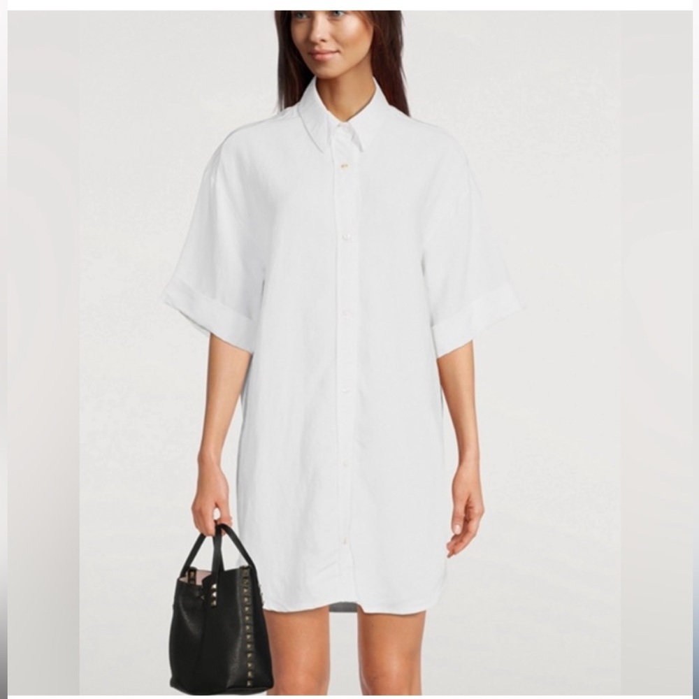 Classic White Shirt Dress - Women's Button-Down